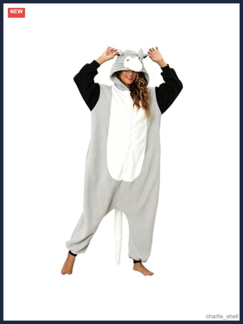 Opossum One-Piece Pajama Adult Halloween Cosplay Novelty Nightwear